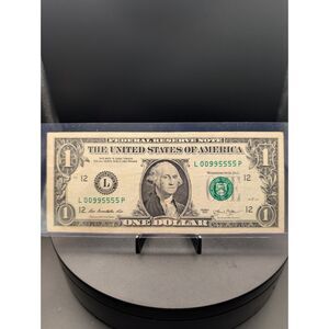 2013 $1 Fancy Serial Note – S.F. Federal Reserve – Four 5s in a Row + Two Pairs